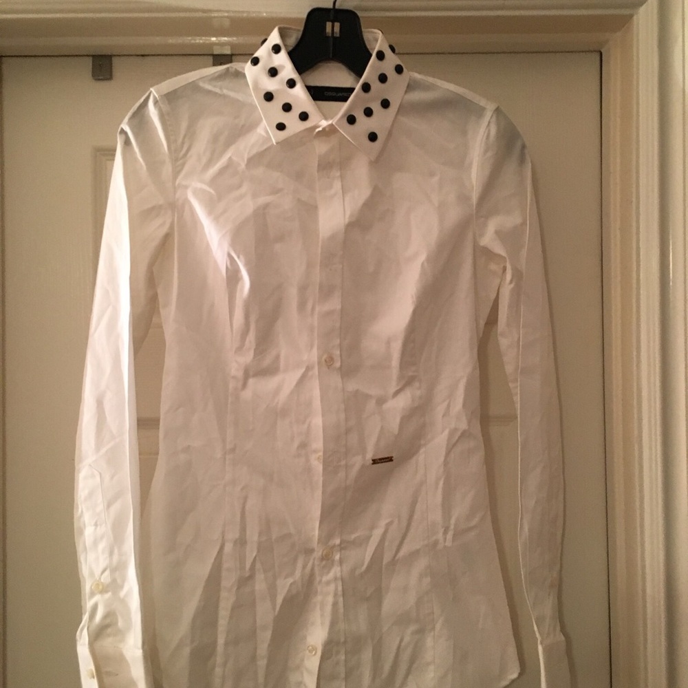 DSquared2 White Collar Studded Button Up